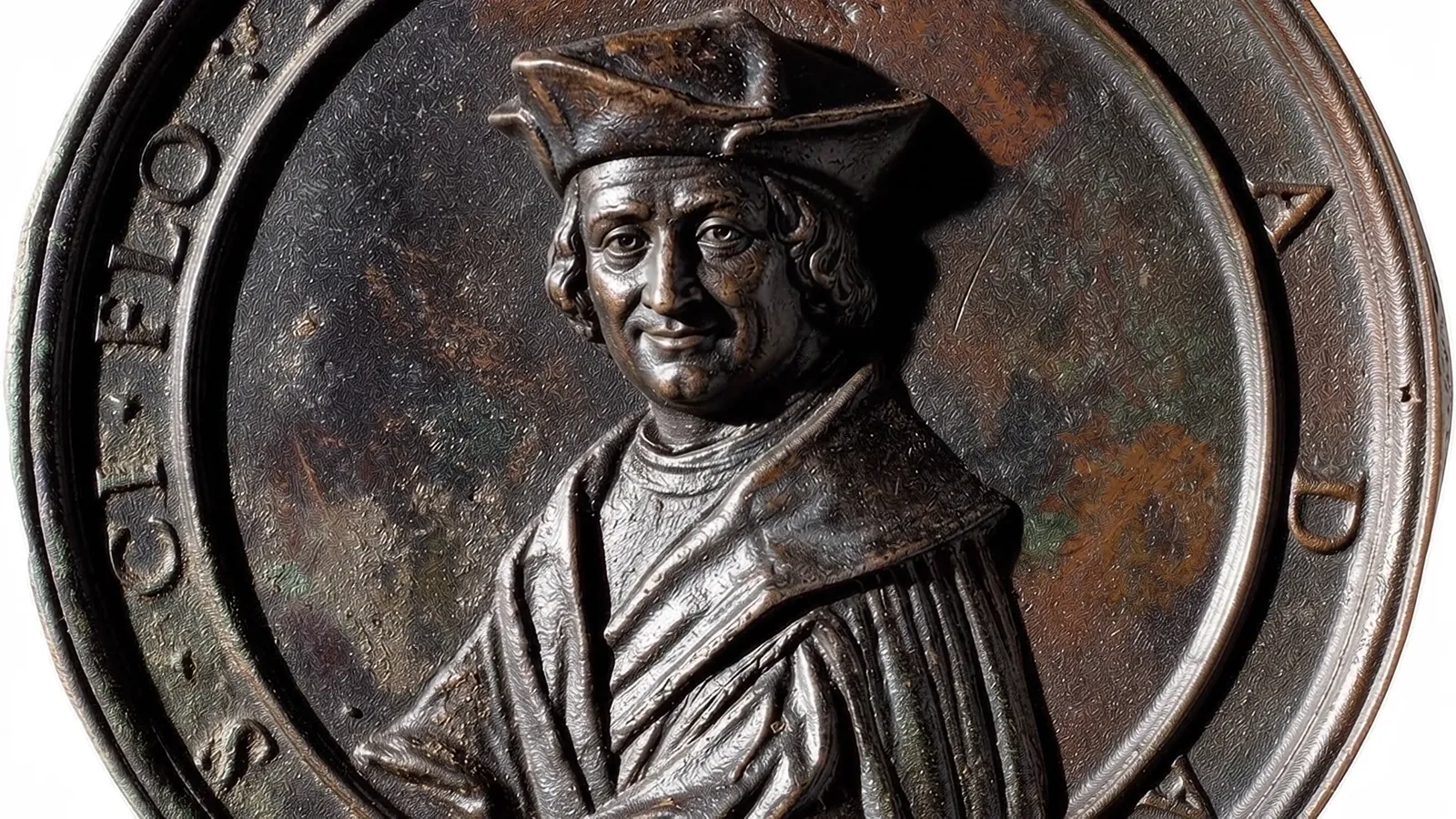 Portrait sur une médaille en bronze